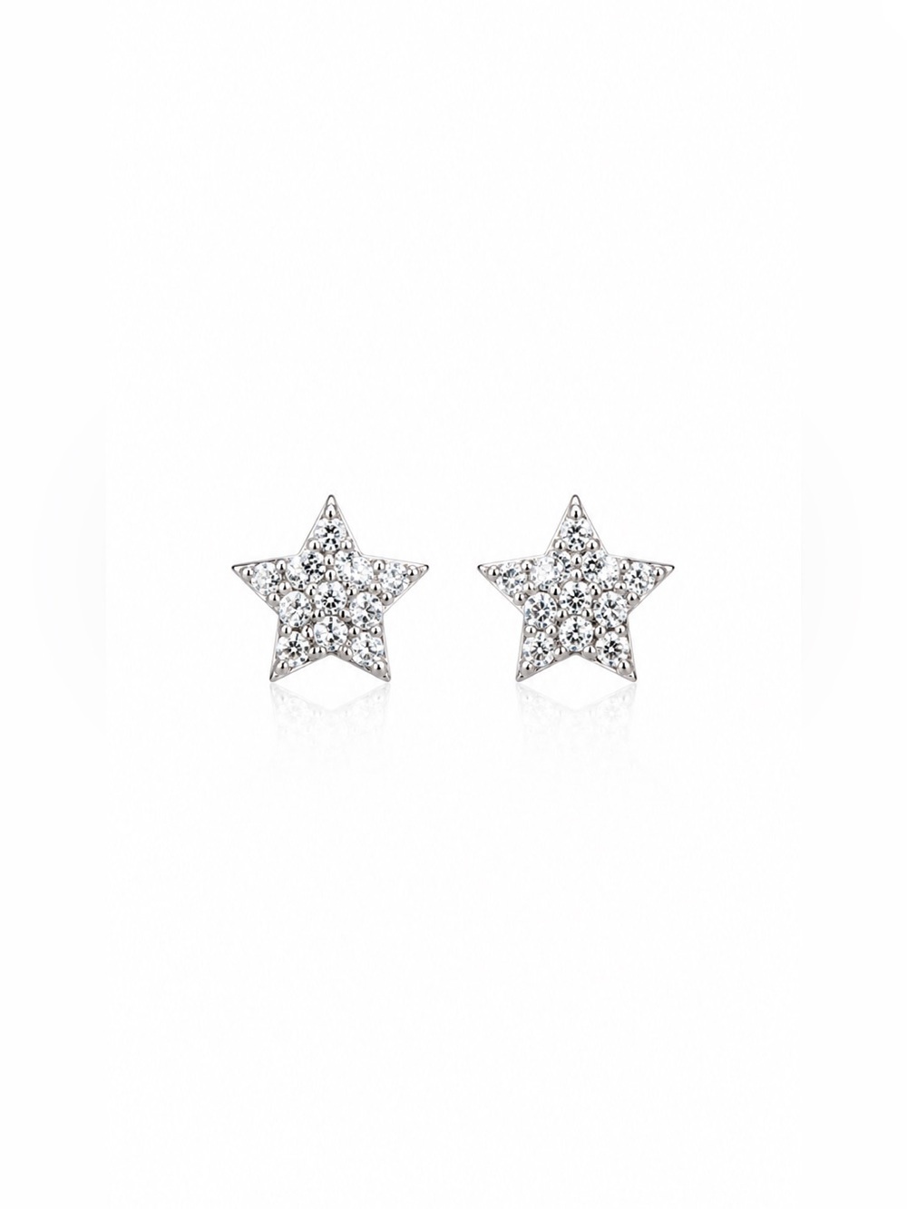 Delicate Silver Star Stud Earrings - Sparkling Clear Crystal